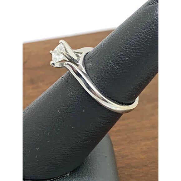 Engagement Ring 0.45ct Diamond Princess Solitaire 14k White Gold Women S… - Picture 9 of 15